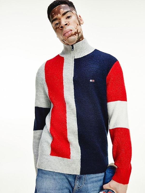 Tommy Hilfiger Recycled Colorblock Zip Genser Oslo Gensere Lyse Multicolor